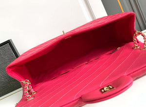 Chanel AS4661 Flap Bag CF Airport Calfskin & Gold-Tone Metal Rose Red - Default Title - View 8