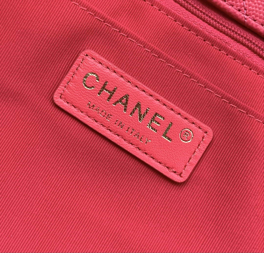 Chanel AS4661 Flap Bag CF Airport Calfskin & Gold-Tone Metal Rose Red