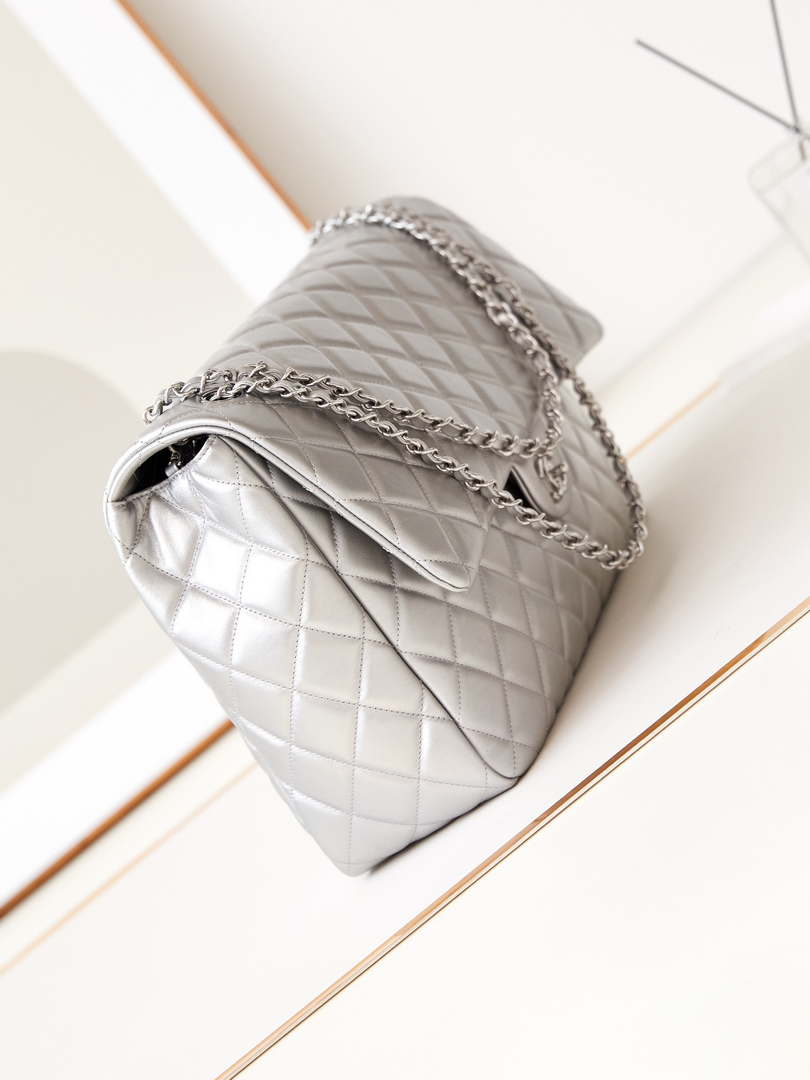 Chanel AS4661 Flap Bag CF Airport Calfskin & Silver-Tone Metal