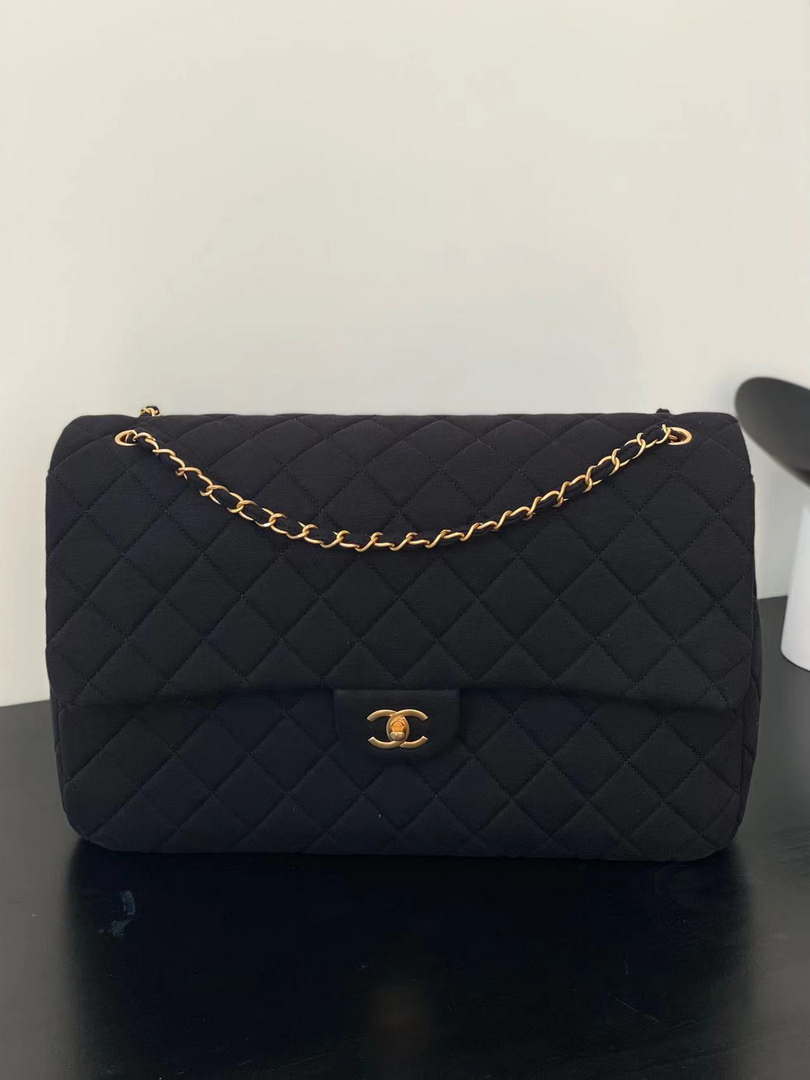 Chanel AS4661 Flap Bag CF Airport Velvet & Silver-Tone Metal Black - Default Title - View 1