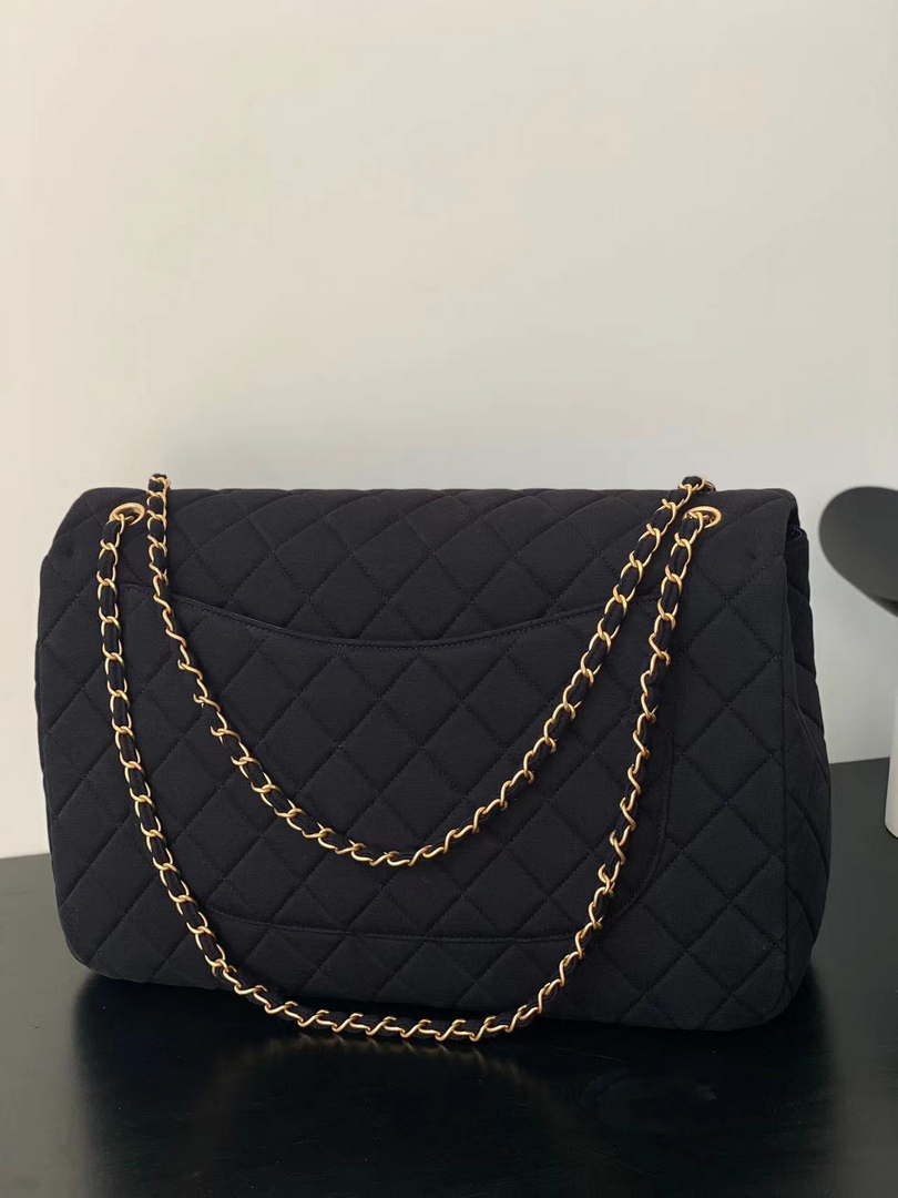 Chanel AS4661 Flap Bag CF Airport Velvet & Silver-Tone Metal Black