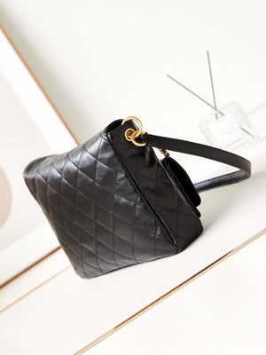 Chanel AS4668 Large Hobo Bag Shiny Calfskin & Gold-Tone Metal Black - Default Title - View 4