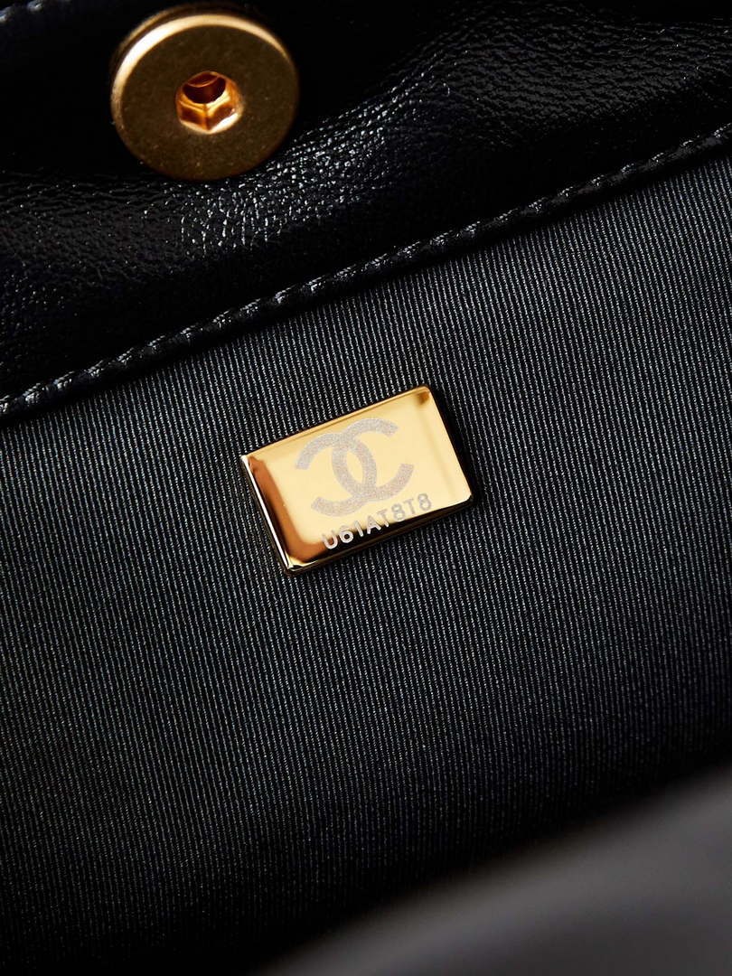 Chanel AS4668 Large Hobo Bag Shiny Calfskin & Gold-Tone Metal Black - Default Title - View 9