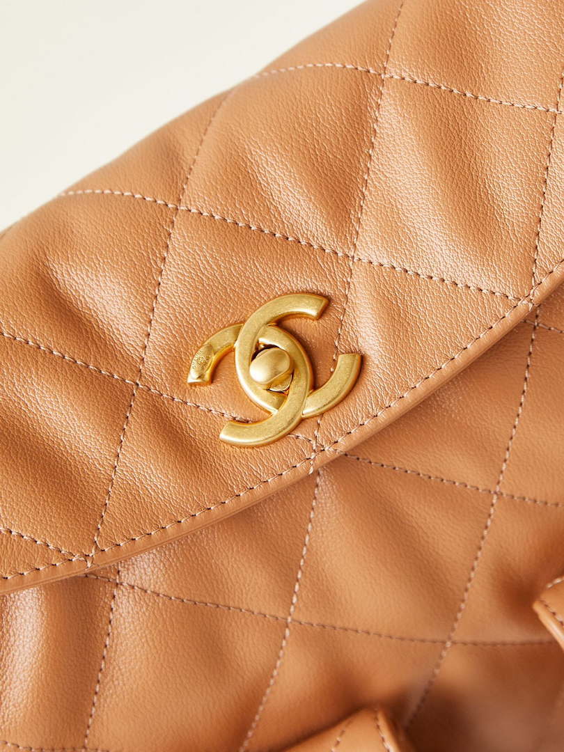 Chanel AS4668 Large Hobo Bag Shiny Calfskin & Gold-Tone Metal Camel - Default Title - View 2