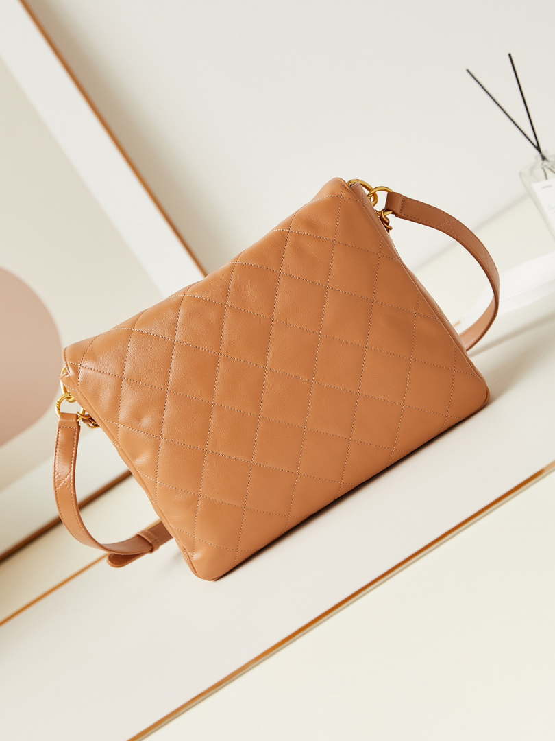 Chanel AS4668 Large Hobo Bag Shiny Calfskin & Gold-Tone Metal Camel - Default Title - View 3