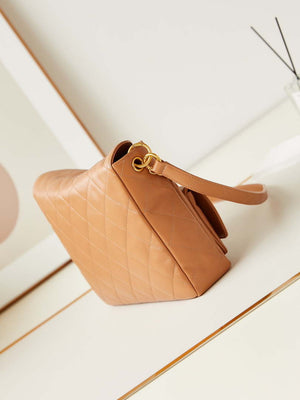 Chanel AS4668 Large Hobo Bag Shiny Calfskin & Gold-Tone Metal Camel - Default Title - View 5