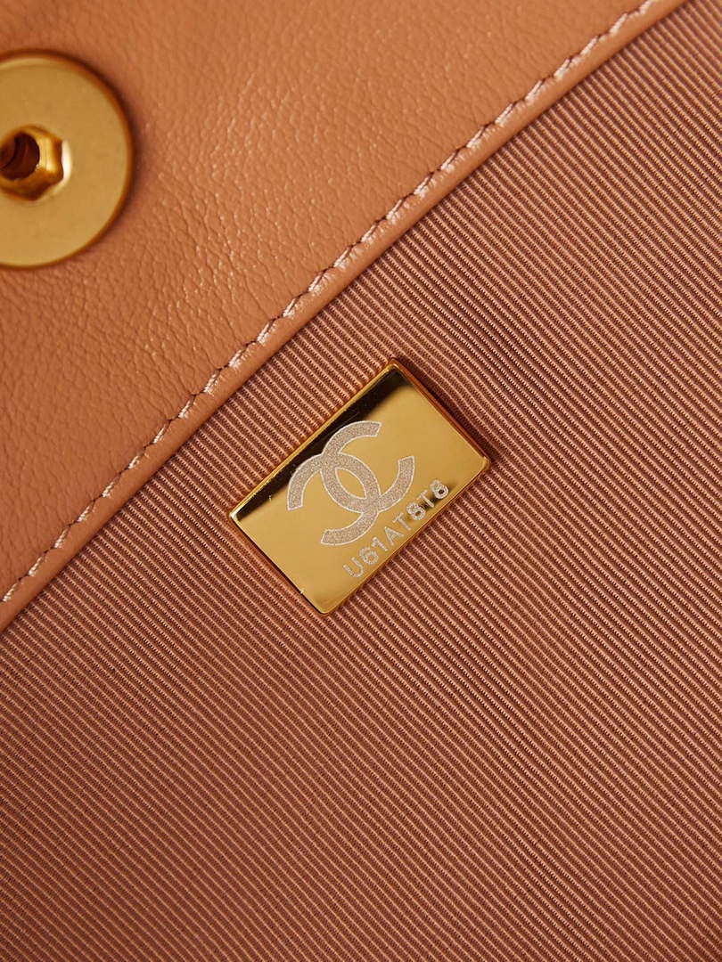 Chanel AS4668 Large Hobo Bag Shiny Calfskin & Gold-Tone Metal Camel - Default Title - View 9