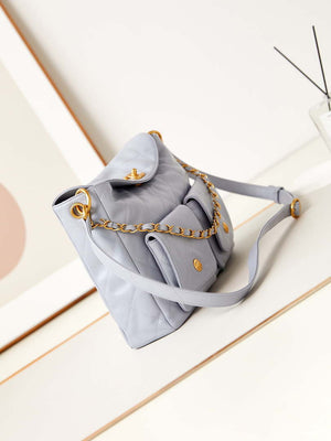 Chanel AS4668 Large Hobo Bag Shiny Calfskin & Gold-Tone Metal Light Purple - Default Title - View 3