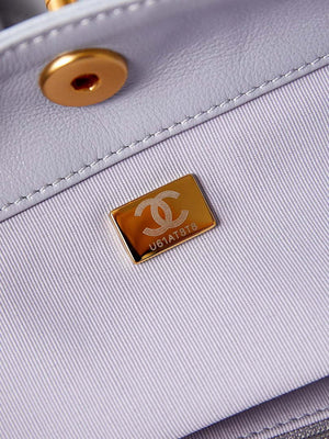 Chanel AS4668 Large Hobo Bag Shiny Calfskin & Gold-Tone Metal Light Purple - Default Title - View 9