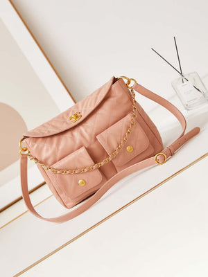 Chanel AS4668 Large Hobo Bag Shiny Calfskin & Gold-Tone Metal Pink - Default Title - View 1