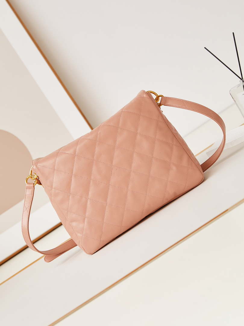 Chanel AS4668 Large Hobo Bag Shiny Calfskin & Gold-Tone Metal Pink