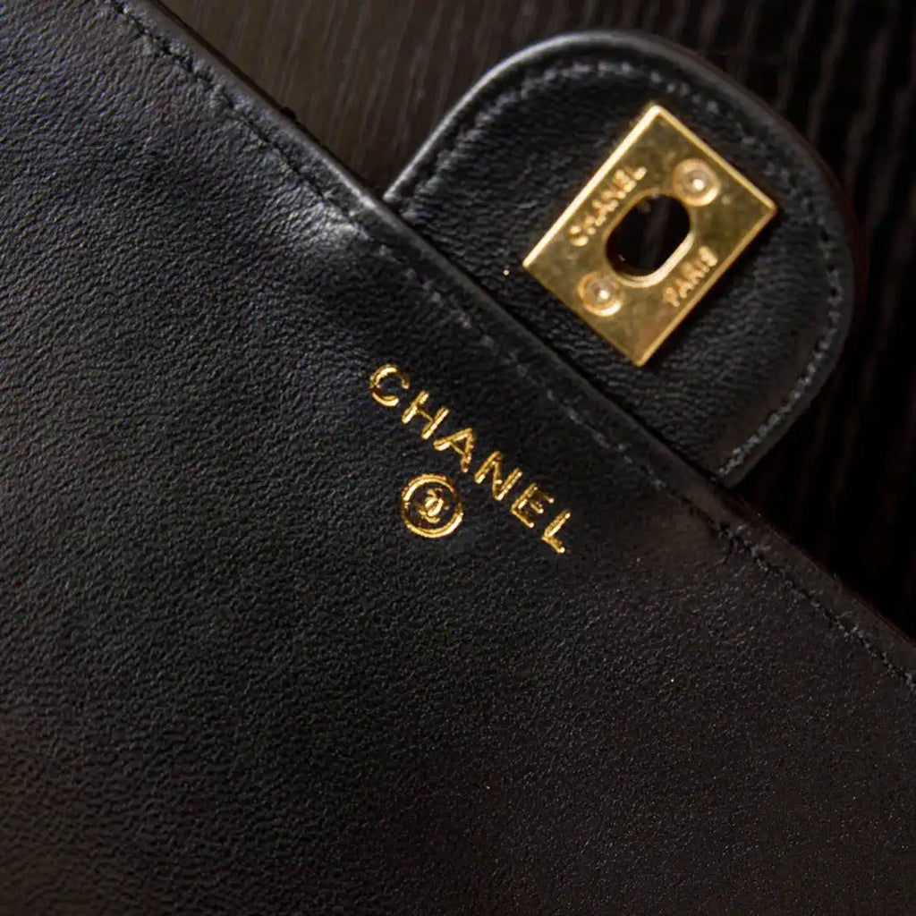 Chanel AP4674 25B  Large Flap Bag with Top Handle Lambskin gold Black