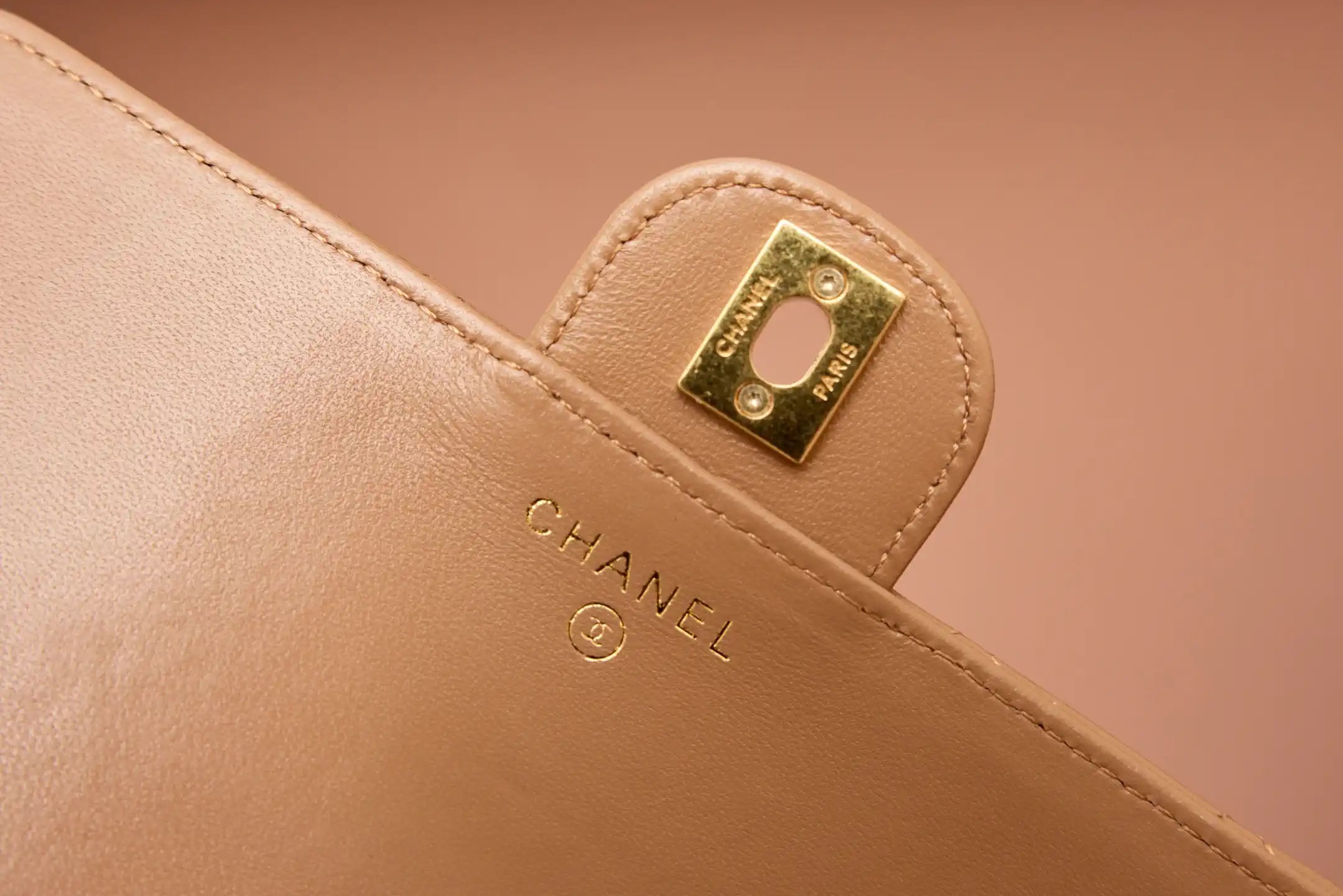 Chanel AP4674 25B  Large Flap Bag with Top Handle Lambskin gold Brown