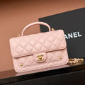 Chanel AP4674 25B  Large Flap Bag with Top Handle Lambskin gold Pink