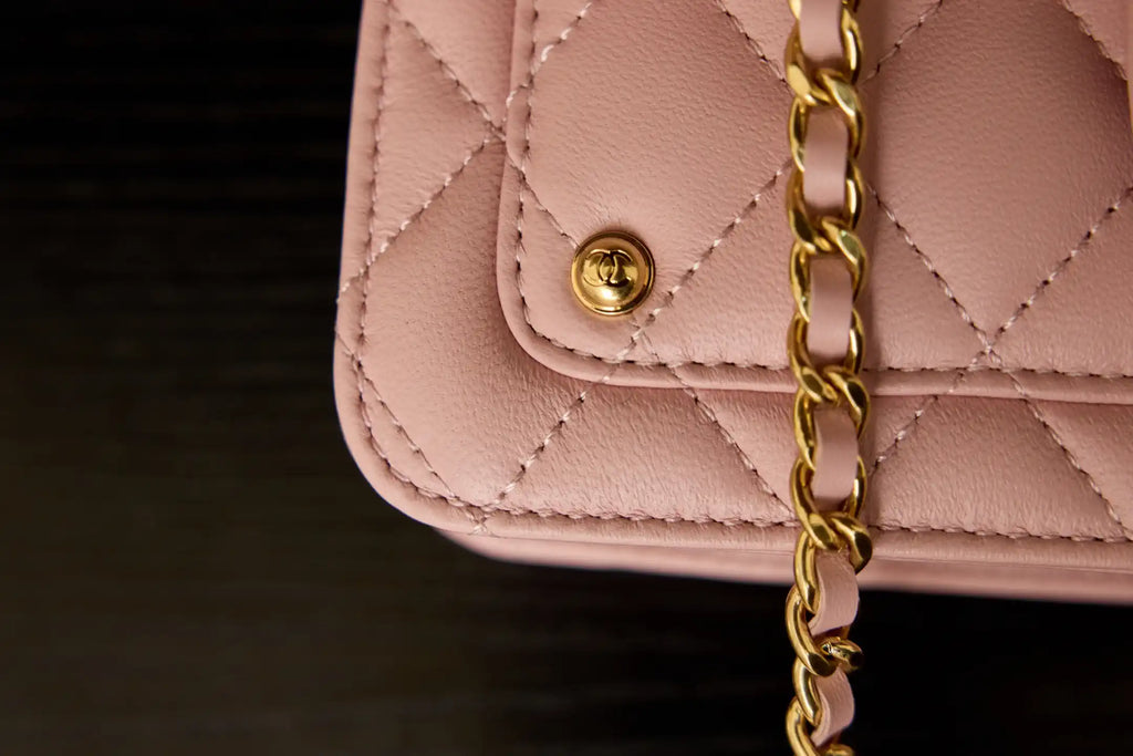 Chanel AP4674 25B  Large Flap Bag with Top Handle Lambskin gold Pink