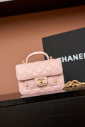 Chanel AP4675 25B  Clutch with chain  Shiny Lambskin Gold-Tone Metal Pink