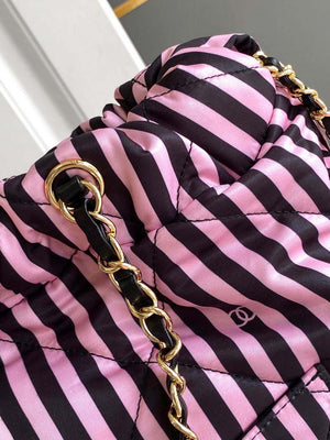 Chanel AS4692 Large Backpack Printed Fabric & Gold Metal Black & Pink - Default Title - View 6