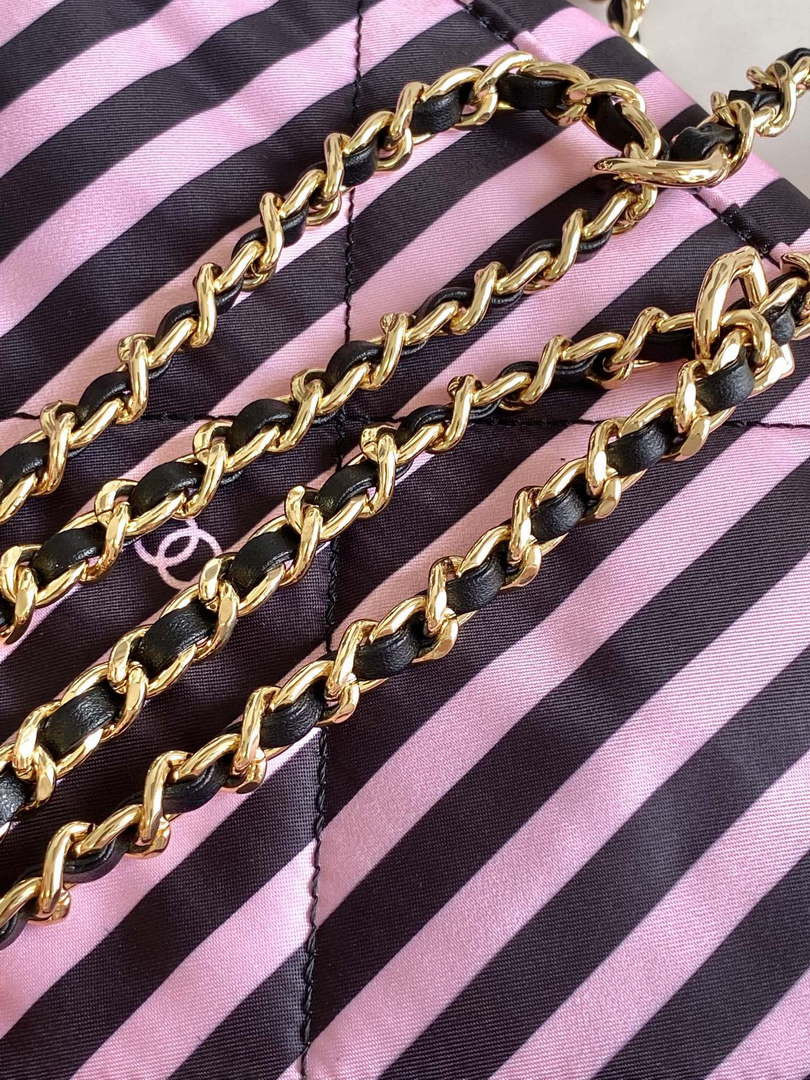 Chanel AS4692 Large Backpack Printed Fabric & Gold Metal Black & Pink