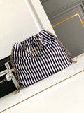 Chanel AS4692 Large Backpack Printed Fabric & Gold Metal White & Black