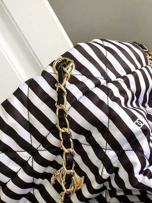 Chanel AS4692 Large Backpack Printed Fabric & Gold Metal White & Black - Default Title - View 6