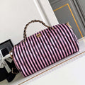 Chanel AS4696 Large Bowling Bag Printed Fabric & Gold-Tone Metal Black & Pink - Default Title - View 1