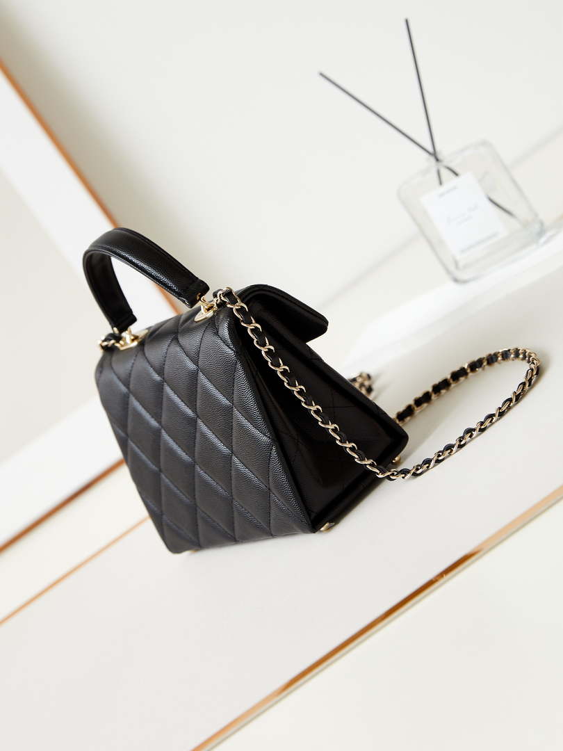 Chanel AS4711  Kelly Bag Calfskin gold tone metal Black