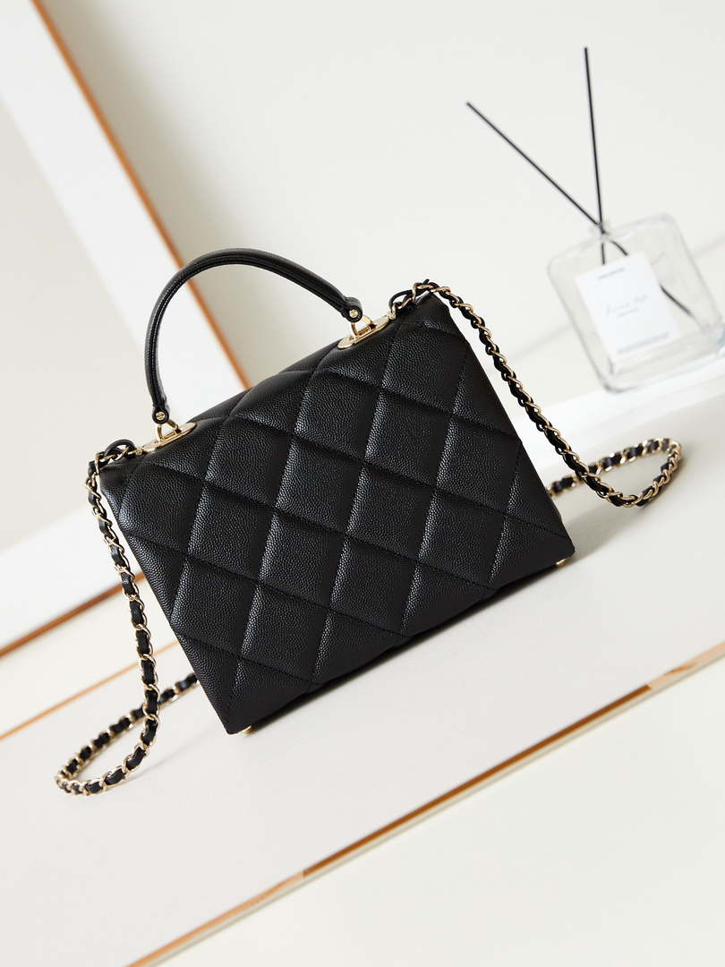 Chanel AS4711  Kelly Bag Calfskin gold tone metal Black
