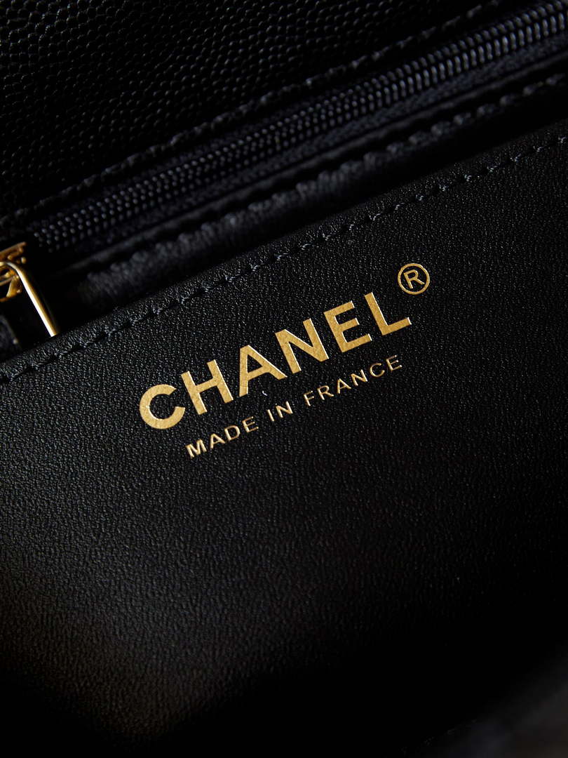 Chanel AS4711  Kelly Bag Calfskin gold tone metal Black