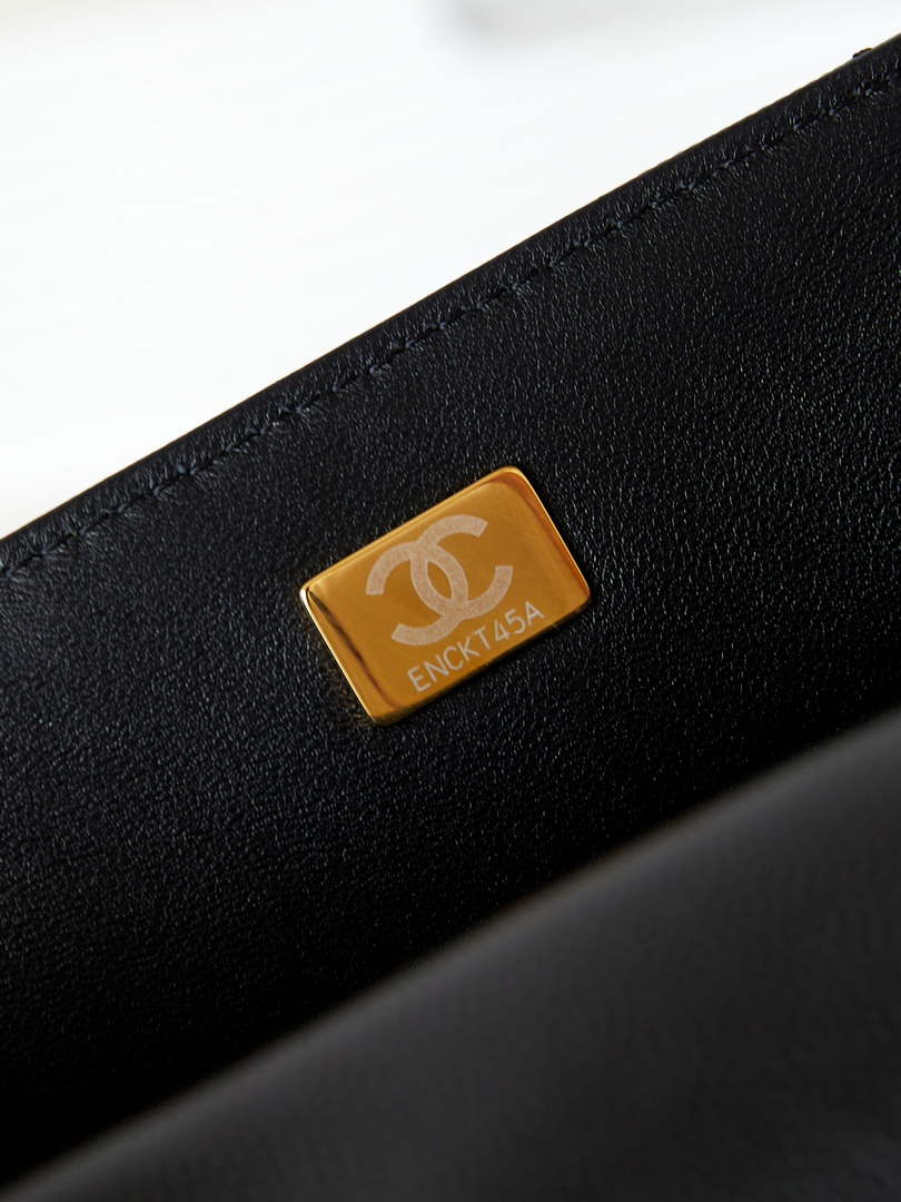 Chanel AS4711  Kelly Bag Calfskin gold tone metal Black