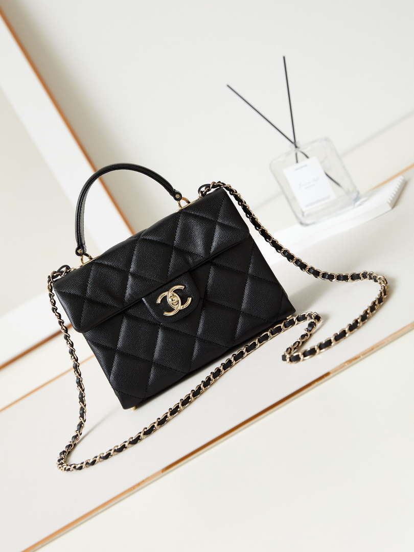 Chanel AS4711  Kelly Bag Calfskin gold tone metal Black