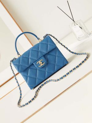 Chanel AS4711  Kelly Bag Calfskin gold tone metal Blue - Default Title - View 1