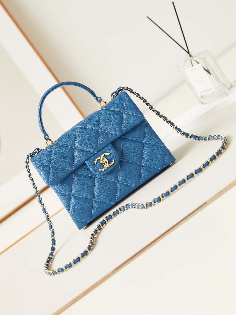 Chanel AS4711  Kelly Bag Calfskin gold tone metal Blue - Default Title - View 1