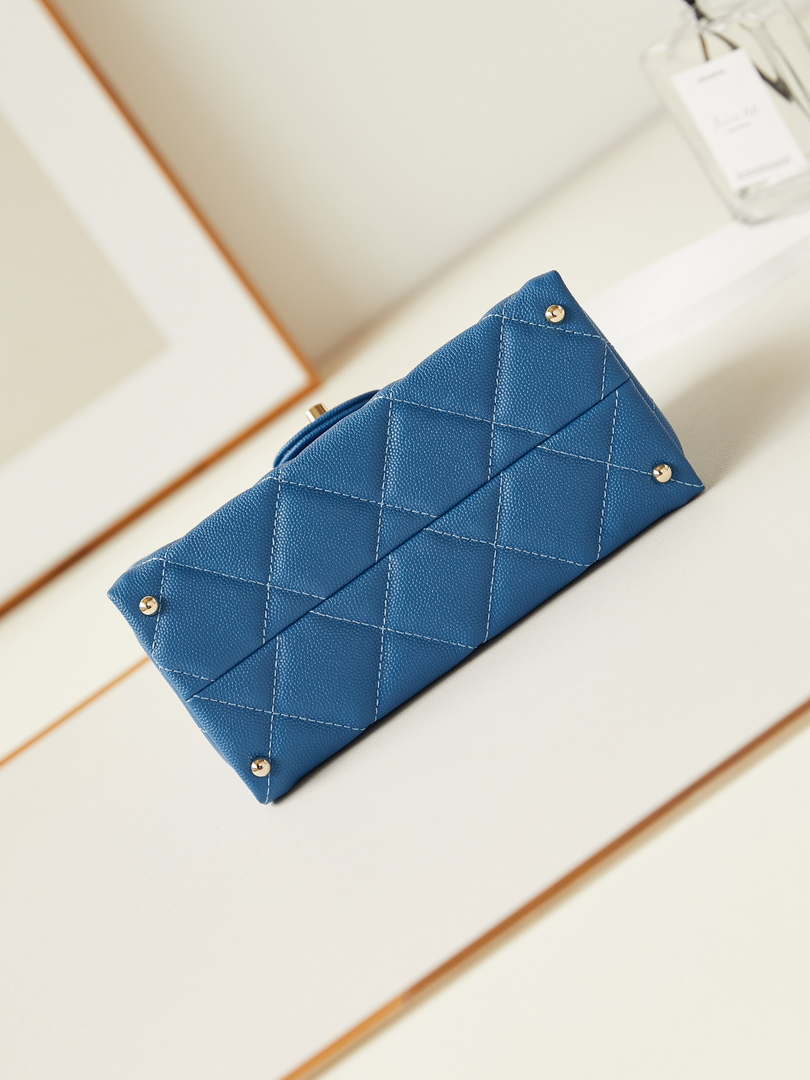 Chanel AS4711  Kelly Bag Calfskin gold tone metal Blue