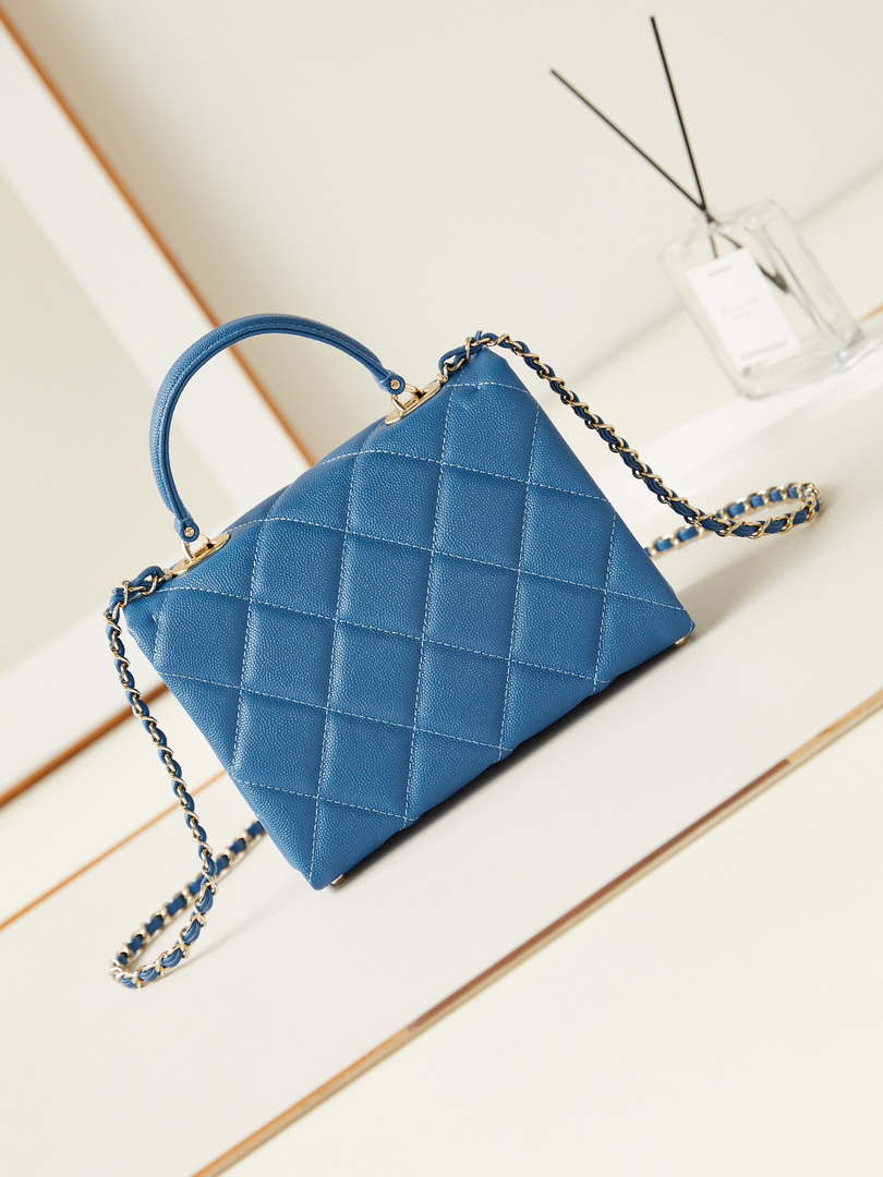 Chanel AS4711  Kelly Bag Calfskin gold tone metal Blue - Default Title - View 7