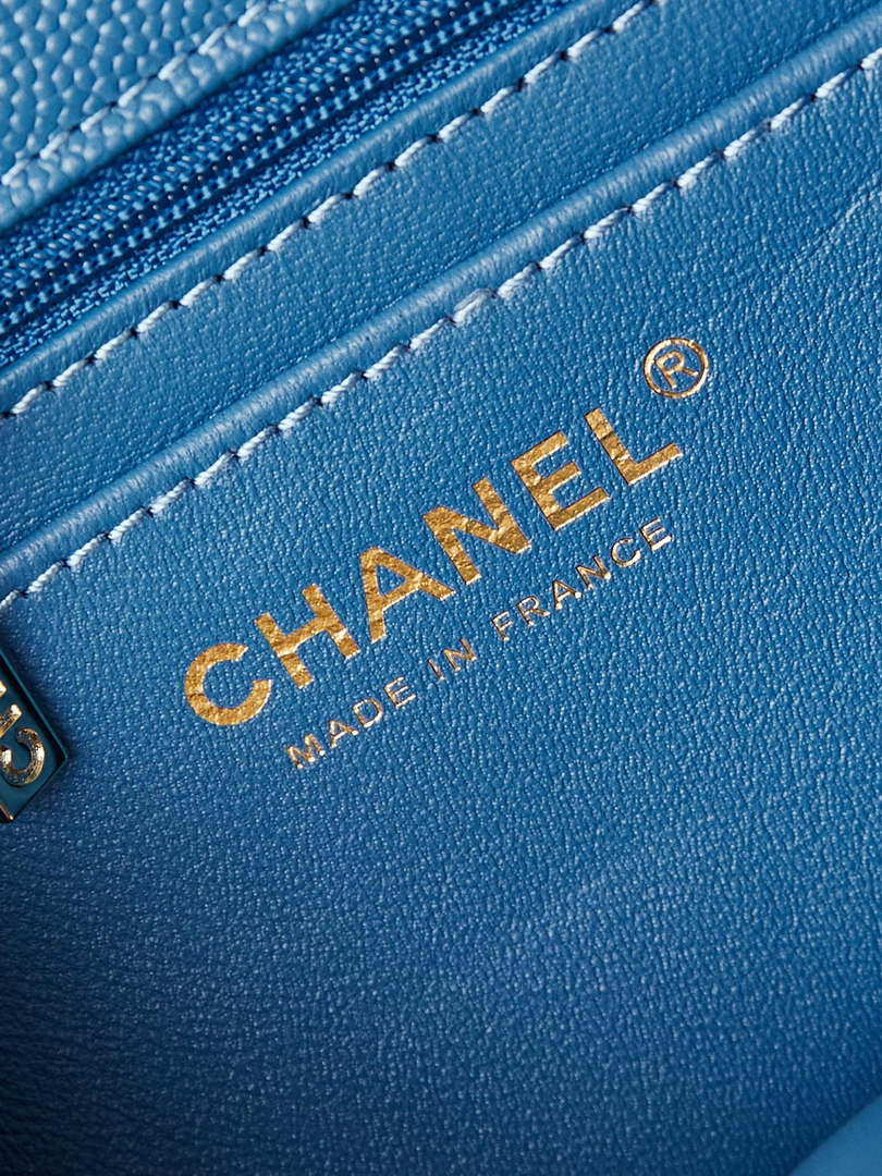 Chanel AS4711  Kelly Bag Calfskin gold tone metal Blue