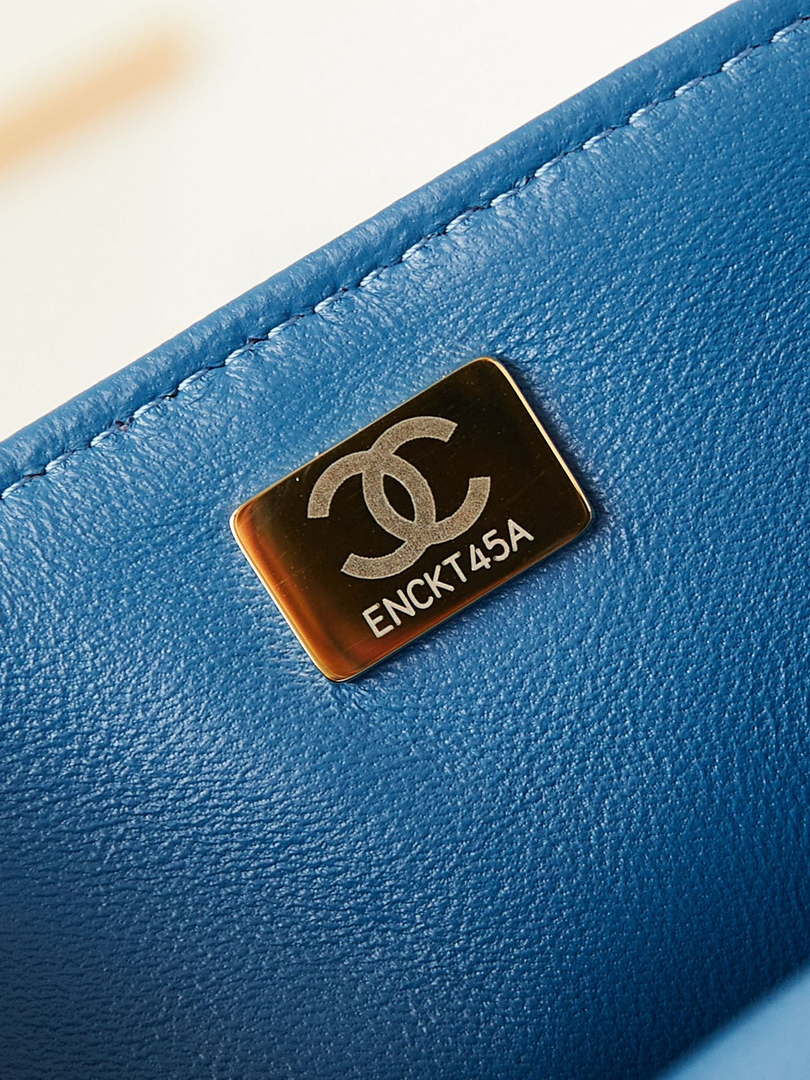 Chanel AS4711  Kelly Bag Calfskin gold tone metal Blue