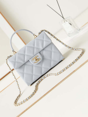 Chanel AS4711  Kelly Bag Calfskin gold tone metal Light Blue - Default Title - View 1