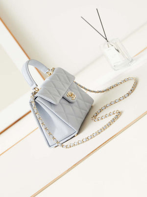 Chanel AS4711  Kelly Bag Calfskin gold tone metal Light Blue - Default Title - View 3