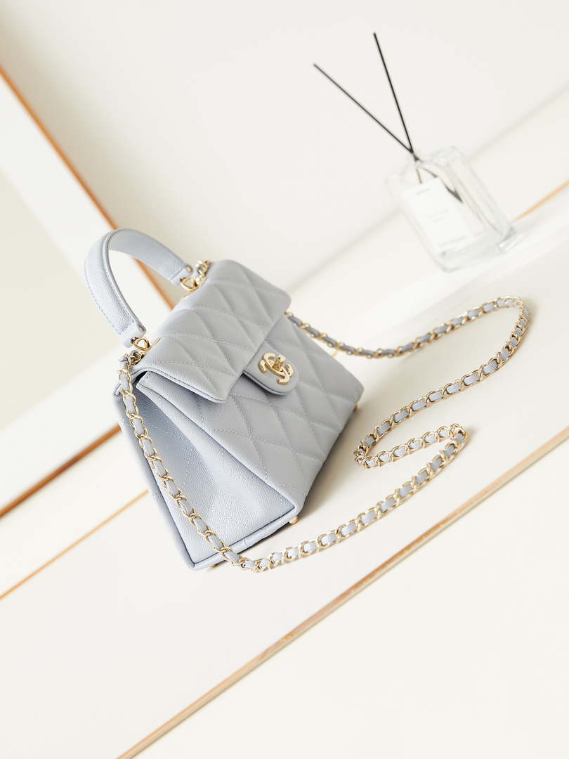 Chanel AS4711  Kelly Bag Calfskin gold tone metal Light Blue