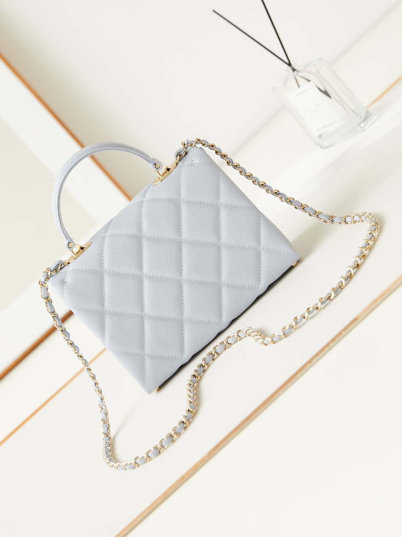 Chanel AS4711  Kelly Bag Calfskin gold tone metal Light Blue