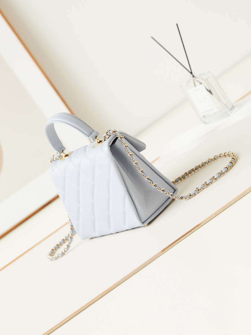 Chanel AS4711  Kelly Bag Calfskin gold tone metal Light Blue