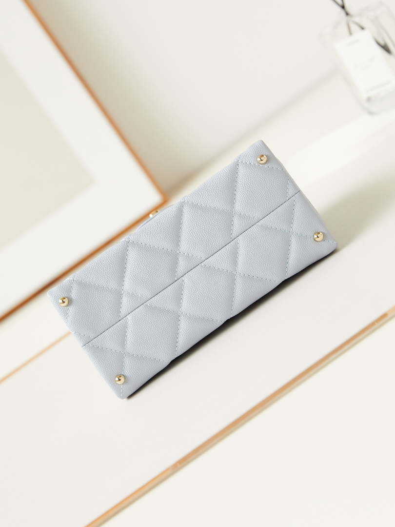 Chanel AS4711  Kelly Bag Calfskin gold tone metal Light Blue