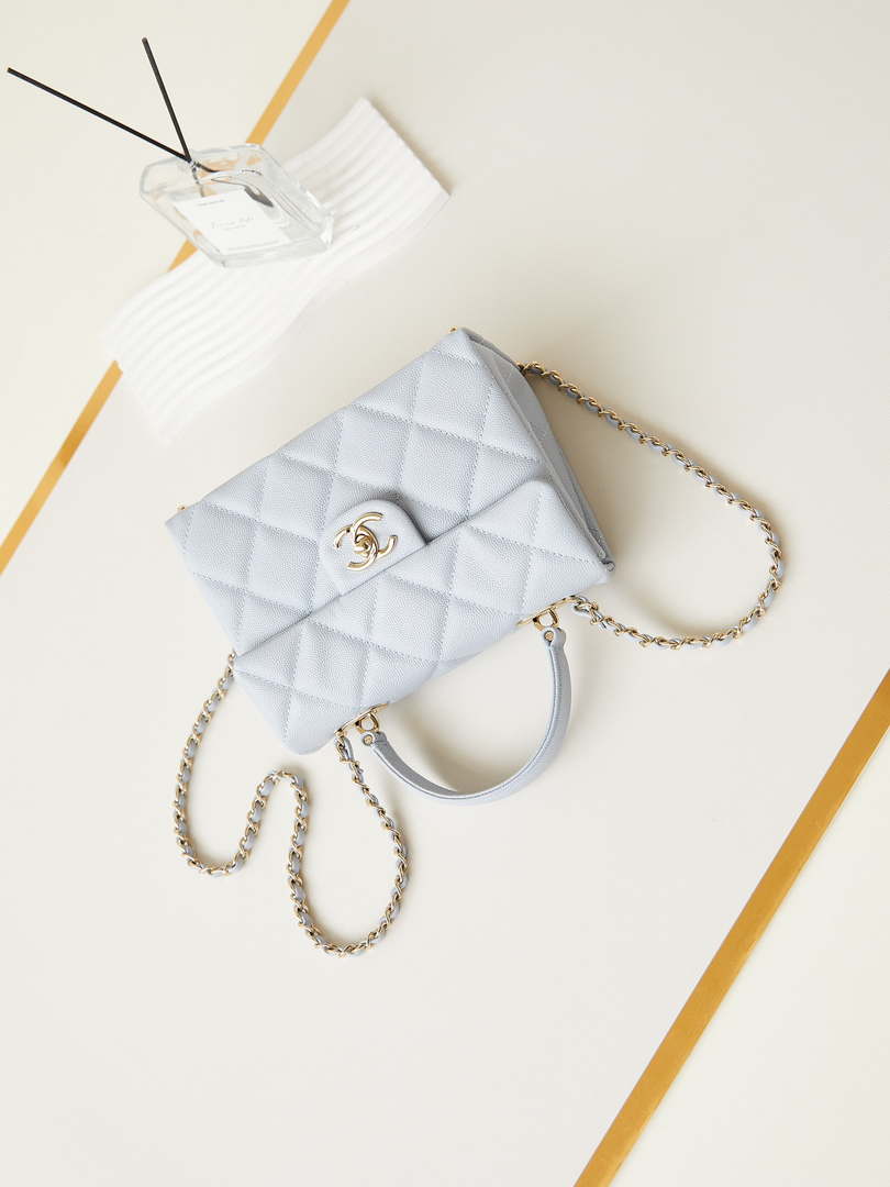 Chanel AS4711  Kelly Bag Calfskin gold tone metal Light Blue
