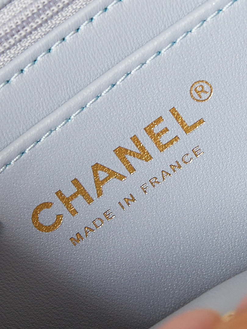 Chanel AS4711  Kelly Bag Calfskin gold tone metal Light Blue