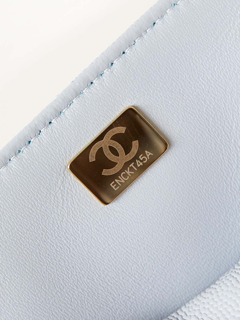 Chanel AS4711  Kelly Bag Calfskin gold tone metal Light Blue - Default Title - View 9