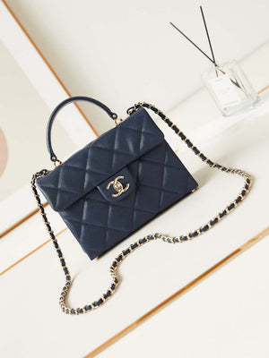Chanel AS4711  Kelly Bag Calfskin gold tone metal Navy Blue - Default Title - View 1