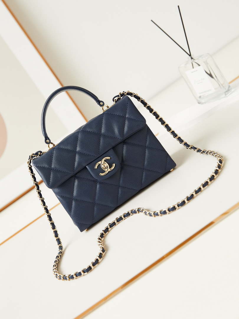 Chanel AS4711  Kelly Bag Calfskin gold tone metal Navy Blue - Default Title - View 1