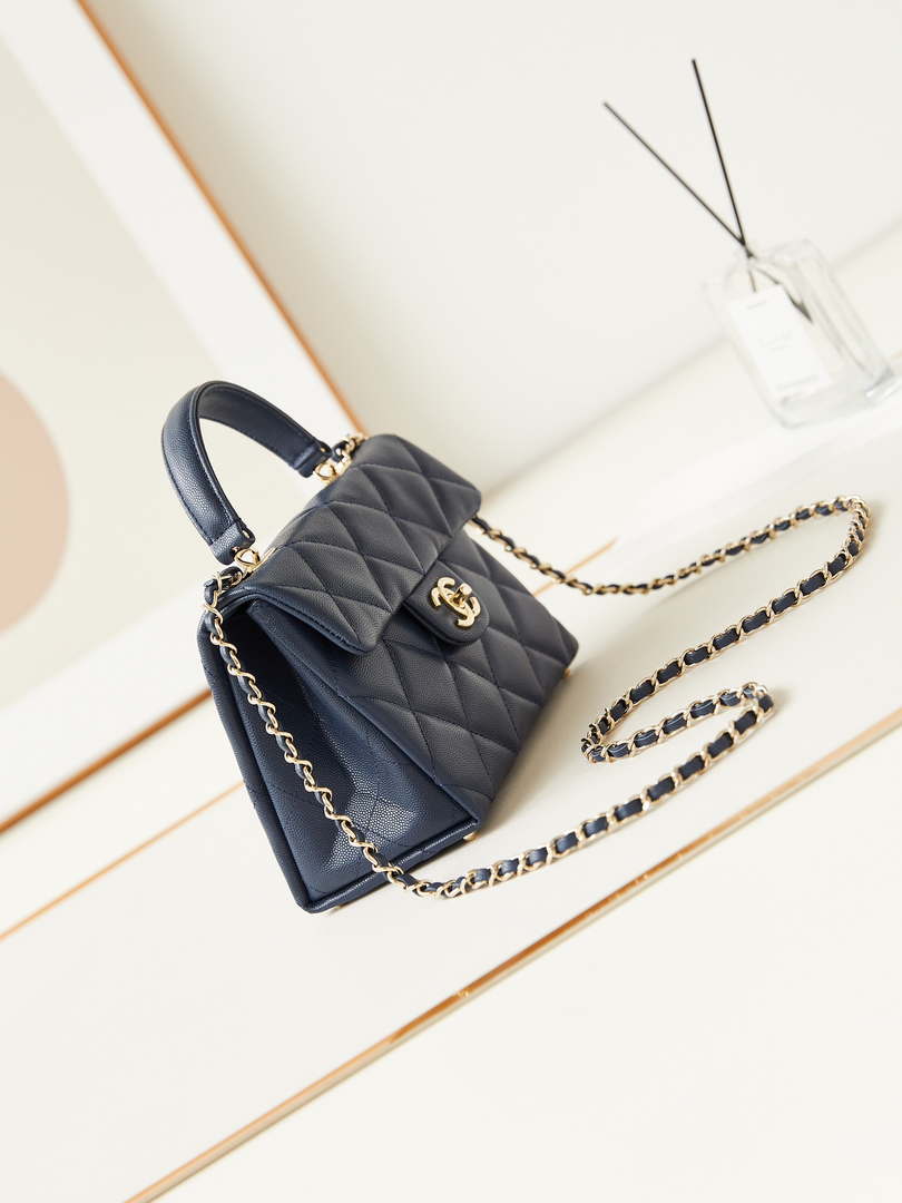 Chanel AS4711  Kelly Bag Calfskin gold tone metal Navy Blue
