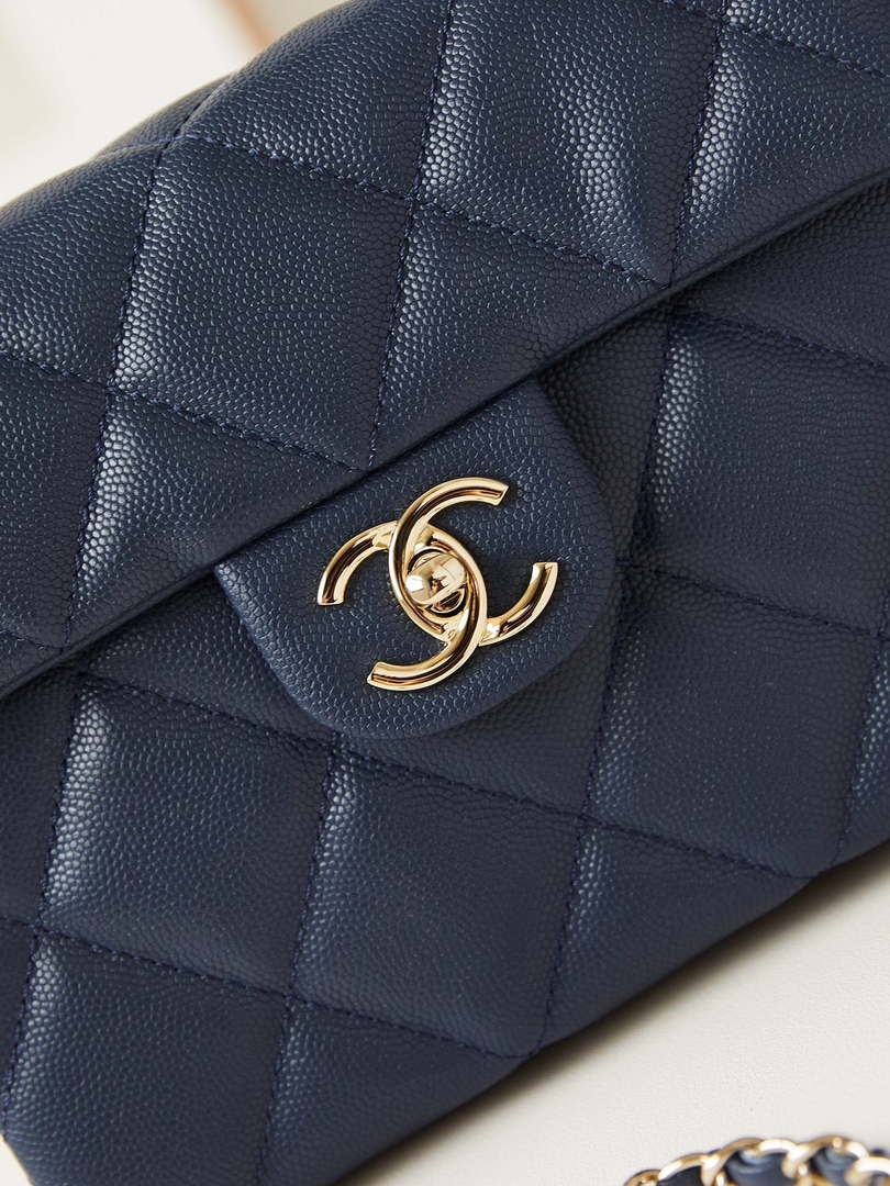 Chanel AS4711  Kelly Bag Calfskin gold tone metal Navy Blue
