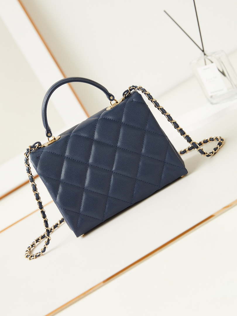 Chanel AS4711  Kelly Bag Calfskin gold tone metal Navy Blue